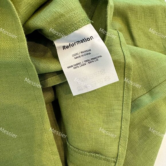 Reformation Miso Linen Mini Dress in Green - Picture 11 of 12
